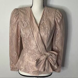 Women's Lace Overlay Long Sleeve Wrap Blouse